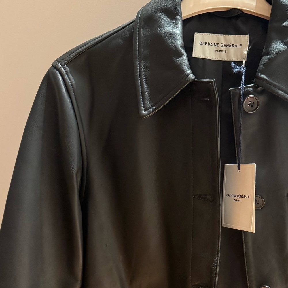 Officine Generale Black Leather Jacket
